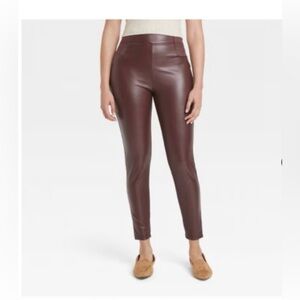 New Banana Republic Women Legging Pant Size L Brown Vegan Leather High Rise
